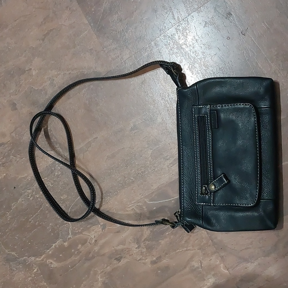 Fossil Black Genuine Leather Crossbody Purse